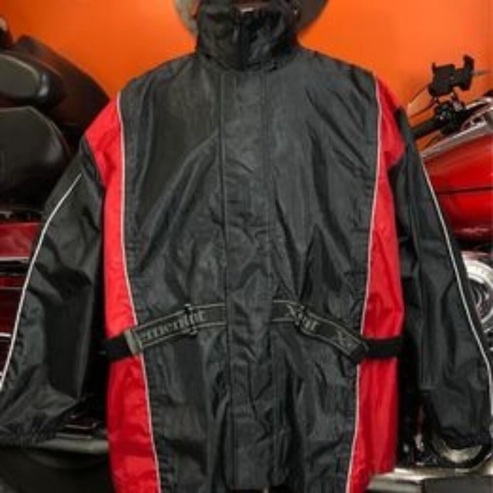 Xelement Motorcycle Raincoat LIKE NEW Large Men Reflective, With Cap